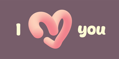 Playful Heart-Shaped Design with Decorative Typography on a Solid Color Background