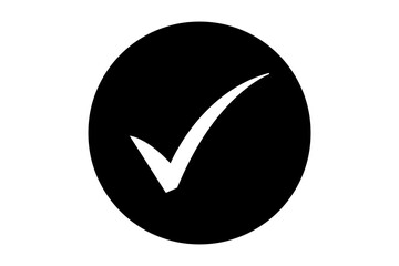 White Check Mark Icon on Black Circular Background Verified, Approval, Success, Confirmation, Done,...