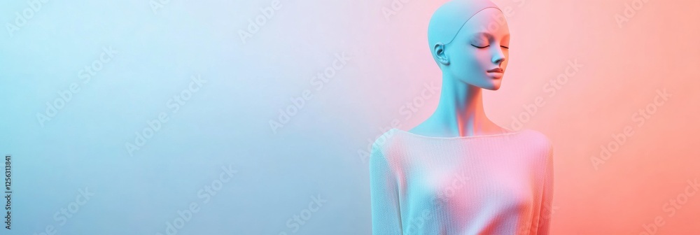 Poster stylish mannequin in modern outfit against a pastel background with clean lighting for versatile dis
