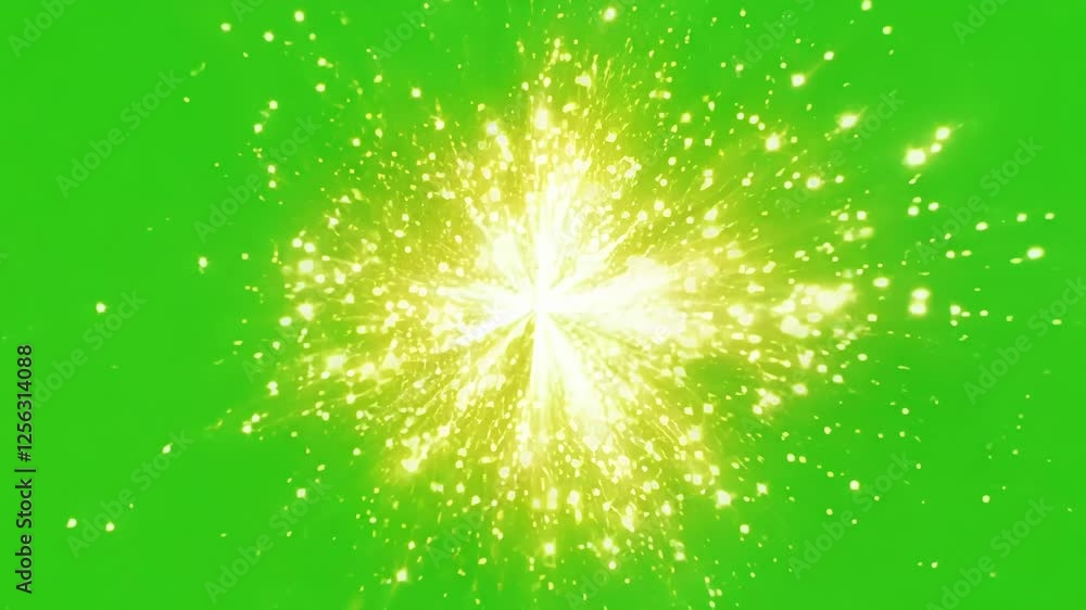 Poster bright reflections on the sharp edges enhance the visual impact of the explosion. green screen chrom
