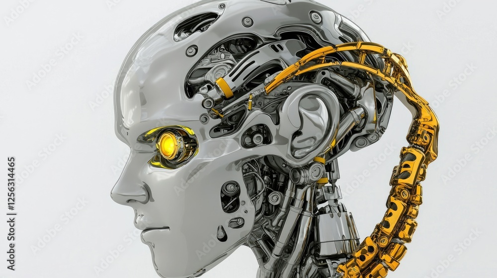 Aufkleber exploring robotic intelligence futuristic cityscape digital art high-tech environment side view inno