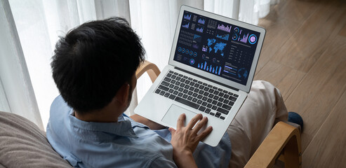 Business data dashboard provide business intelligence analytic for marketing strategy planning snugly with big data set to analyze customer demands and foreseeing business future