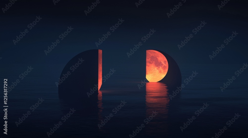 Aufkleber two large, curved objects floating on the surface of the water. the objects appear to be made of a d