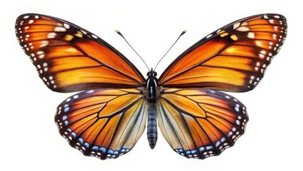 Monarch Butterfly on White Background