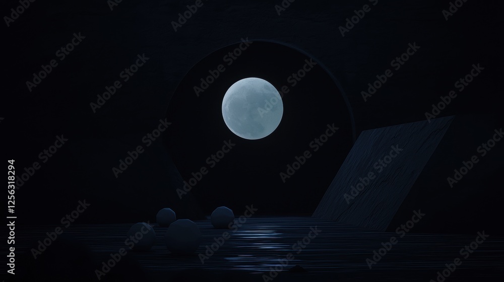 Aufkleber dark and eerie scene with a full moon in the background. the moon is partially visible in the center