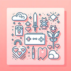 vector illustration of a set of love