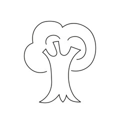 Simple line drawing of a tree showcasing its trunk and lush canopy