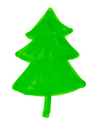 Felt pen hand drawn vector illustration of child drawing of fir tree