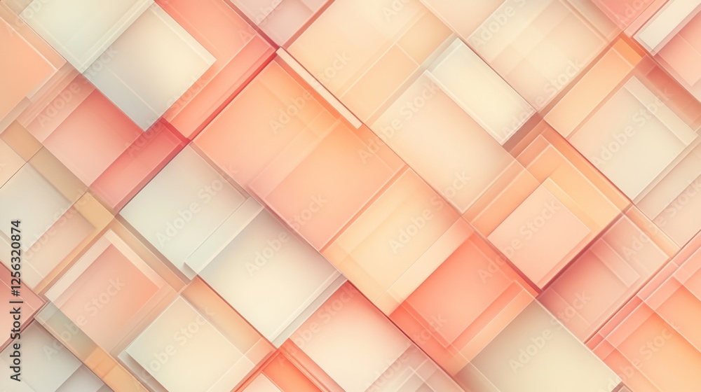 Poster abstract peach & cream square pattern background design