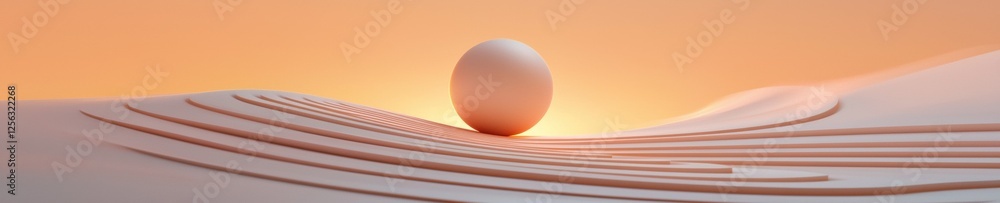 Poster abstract digital art piece that appears to be a 3d rendering. it has a gradient effect, with the bac