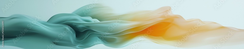 Poster abstract digital art piece that appears to be made up of different shades of blue and orange. the co
