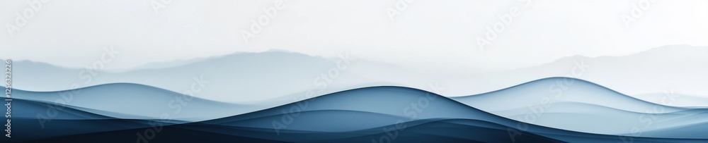 Poster abstract landscape with a white background. it features a group of mountains in the distance, with a