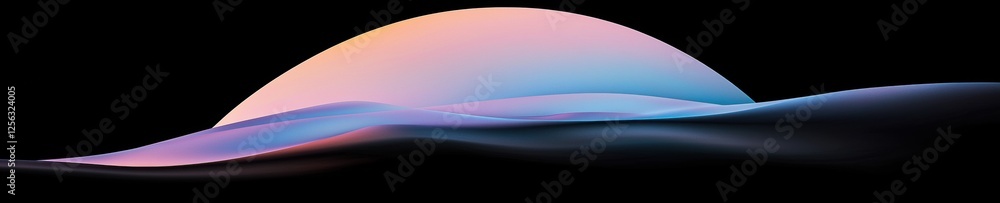 Poster abstract digital art piece with a black background. in the center of the image, there is a large, cu