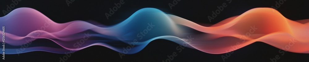 Aufkleber abstract digital art piece with a black background. it features three wavy lines in different colors