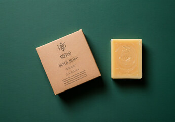 Premium Artisan Soap Mockup on a Clean Dark Green Background