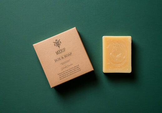 Premium Artisan Soap Mockup on a Clean Dark Green Background