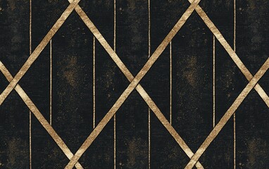 Abstract geometric dark background with gold diagonal lines and textured surface.