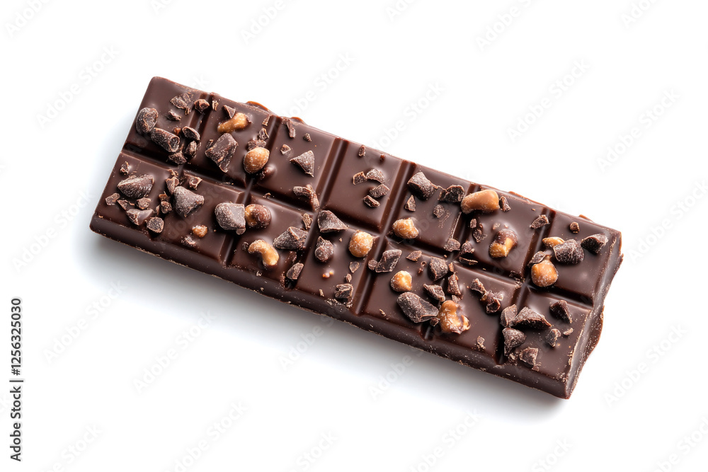 Poster gourmet chocolate bar sprinkled with cocoa nibs, creating a tempting treat for chocolate lovers