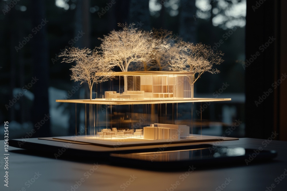 Poster a smart home management system combined with augmented reality, showcasing a future concept powered 