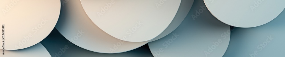 Poster abstract digital art piece with a light blue background. it features a group of three overlapping ci