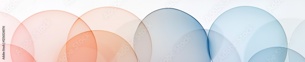 Poster abstract digital art piece with a white background. it features a group of six curved shapes in diff