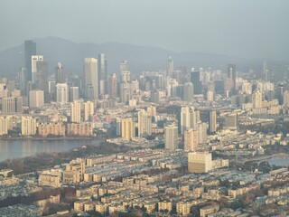 Naklejka premium The cityscape and aerial view of Nanjing city, Jiangsu, China