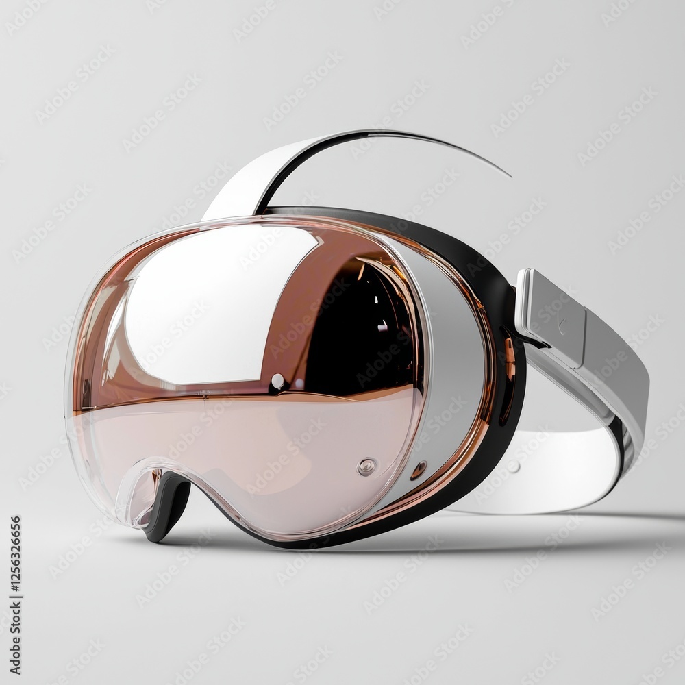 Poster a virtual reality headset isolated on a transparent background, modern vr ar goggles glasses helmet 