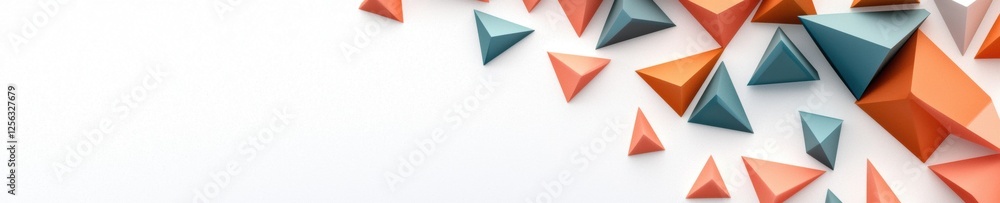 Poster abstract background with a white background. on the right side of the image, there are multiple tria