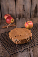 Homemade apple pie on wooden table