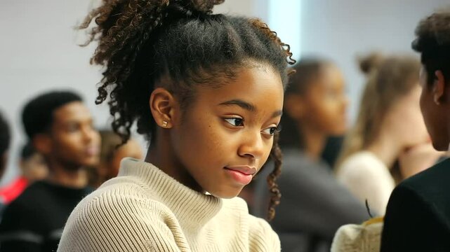 Diverse Students Engaged in Social Justice Learning in Classroom