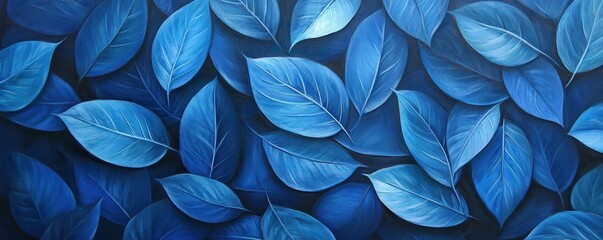 Vibrant blue leaves pattern - nature's intricate botanical design