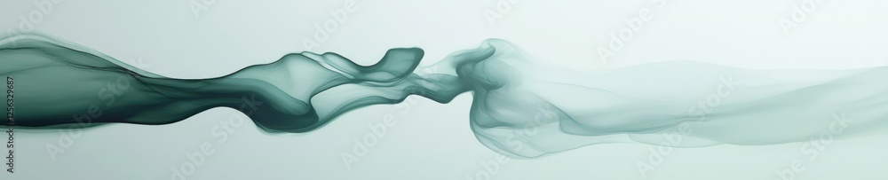 Poster abstract digital art piece with a white background. it features a wave-like shape in the center, wit