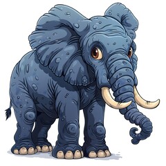 Obraz premium Playful African Elephant sticker, cheerful animal cartoon on transparent background