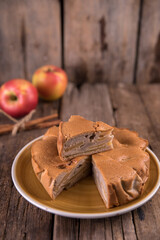 Homemade apple pie on wooden table