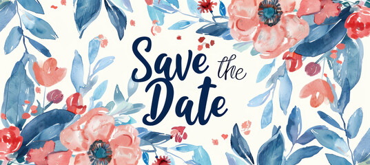 Whimsical Floral Save the Date Card Design with Playful Watercolor Illustrations for Weddings