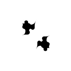 Black Inkblot Abstract Forms on White Background, Minimalist Design, Isolated