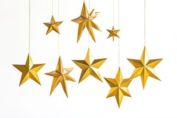 Obraz premium 3D Hanging Stars Decoration Isolated and White Background