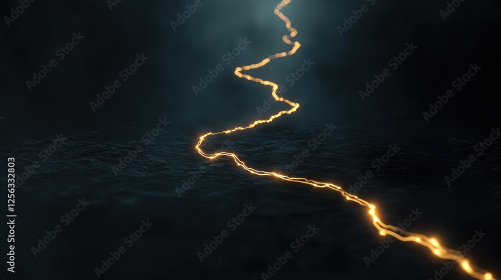 Poster 3d rendering of a long, curved line that appears to be glowing in the dark. the line is made up of s