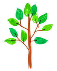 Felt pen hand drawn vector illustration of child drawing of tree