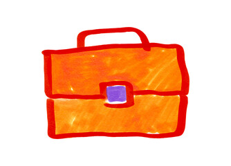 Felt pen hand drawn vector illustration of doodle of briefcase