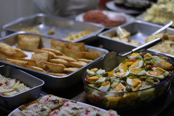 Variety of Dishes on a Dinner Buffet Table