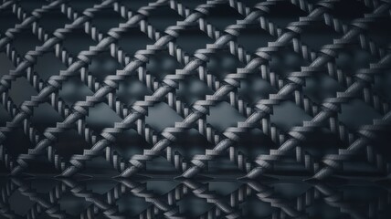 Fototapeta premium Close-up of an intricately woven metallic mesh, showcasing a geometric pattern and reflective surface for a modern industrial feel.