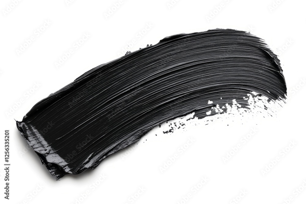 Poster black paint is creating an abstract shape on white background