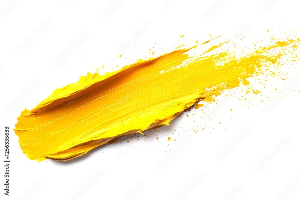 Aufkleber vibrant yellow paint is dynamically smeared on a white background, creating an energetic and artisti