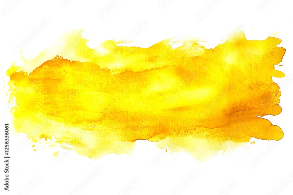 Poster vibrant yellow watercolor brushstroke creating a dynamic and textured background, perfect for adding