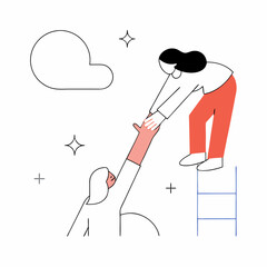 Minimalist Illustration of One Person Helping Another Up