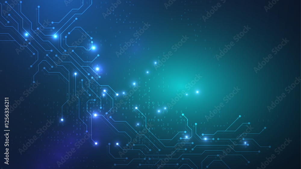 Poster abstract technology connect background lines and dots with hexagons. modern hexagons technology conc