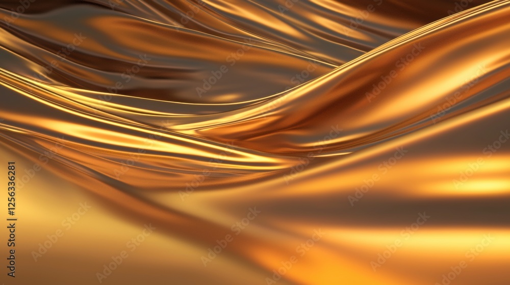 Poster abstract background with a shiny, metallic gold color. the fabric appears to be flowing in a wave-li