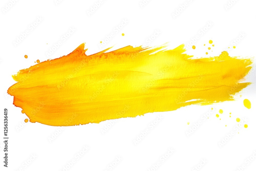 Poster bold yellow brush stroke with splatters creating a dynamic and energetic visual
