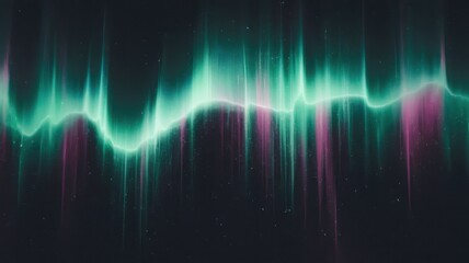 A mesmerizing display of colors, featuring vibrant green and pink waves reminiscent of auroras, set against a dark backdrop.